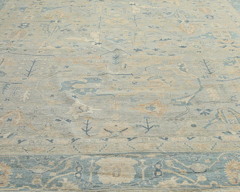 12x18 Zeigler Muted Gray Afghan Hand Knotted Wool Area Rug