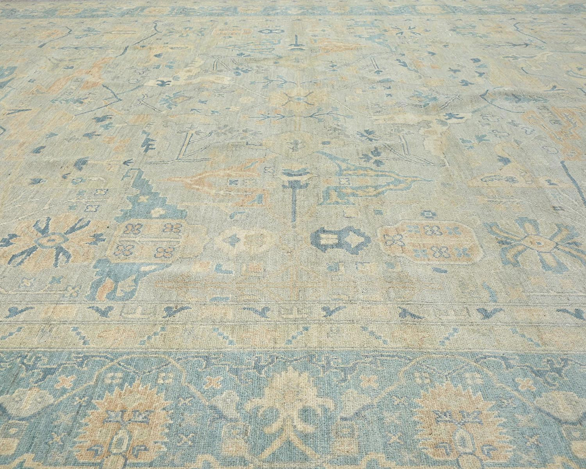 12x18 Zeigler Muted Gray Afghan Hand Knotted Wool Area Rug
