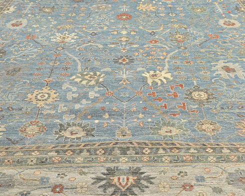 13x18 Zeigler Blue Gray Afghan Hand Knotted Wool Area Rug
