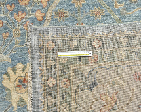 13x18 Zeigler Blue Gray Afghan Hand Knotted Wool Area Rug