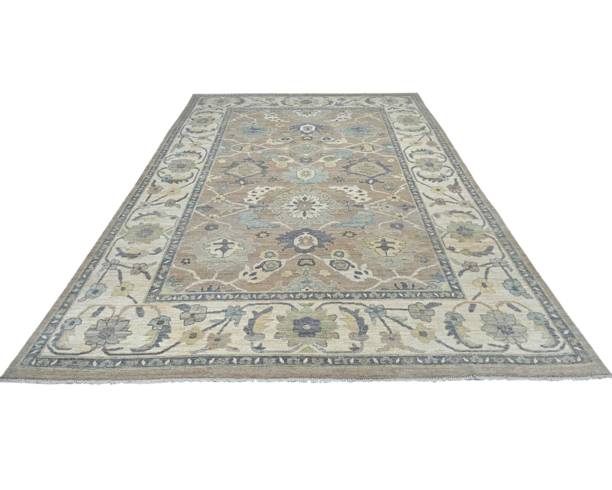 10x14 Brown Oushak Turkish Hand Knotted Soft Wool Area Rug