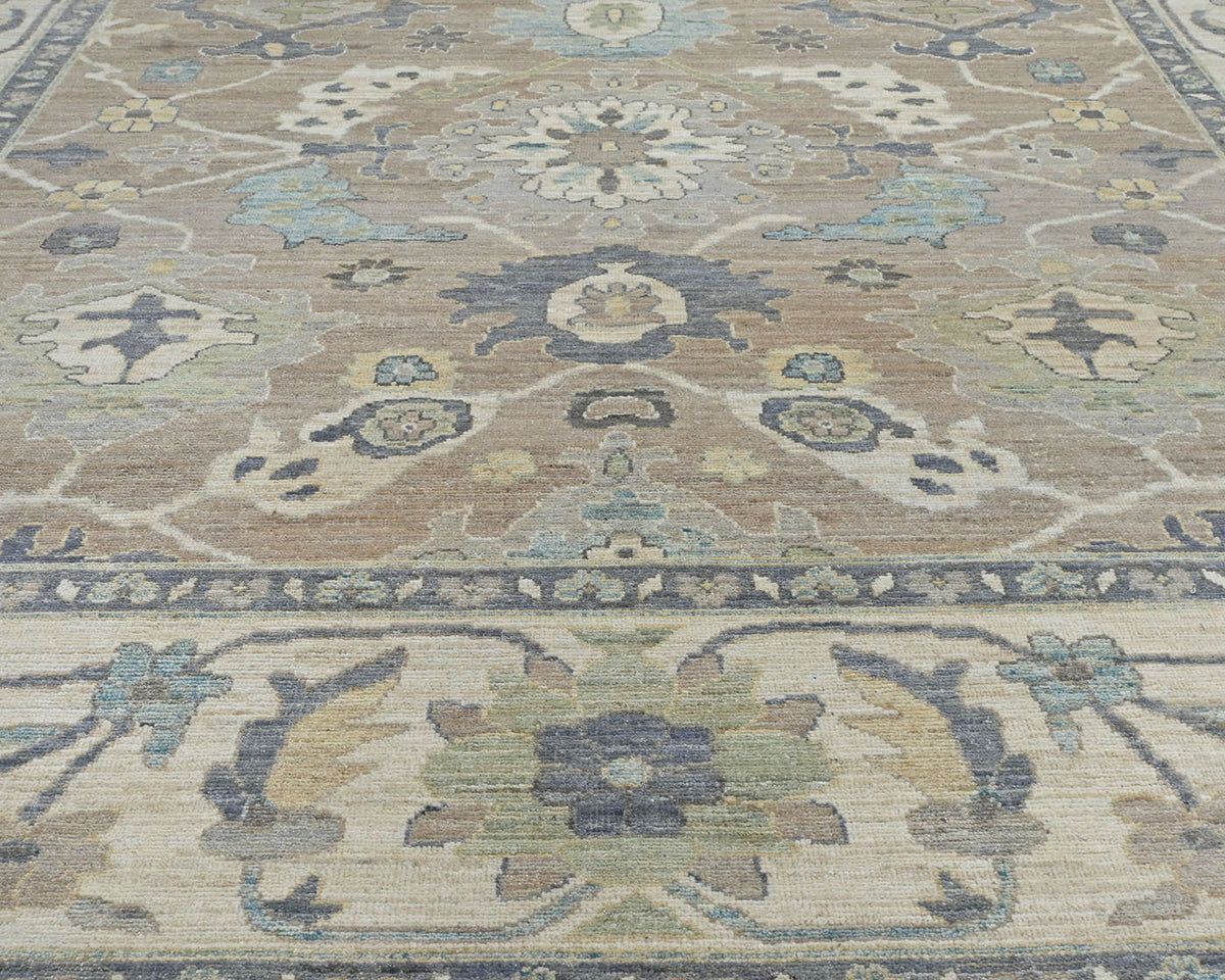 10x14 Brown Oushak Turkish Hand Knotted Soft Wool Area Rug