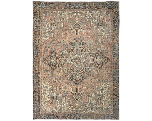 9x12 Vintage Heriz Terracotta Persian Style Hand Knotted Wool Area Rug