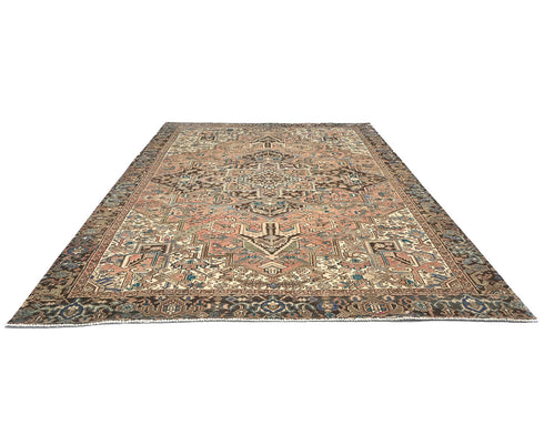 9x12 Vintage Heriz Terracotta Persian Style Hand Knotted Wool Area Rug