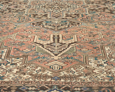 9x12 Vintage Heriz Terracotta Persian Style Hand Knotted Wool Area Rug