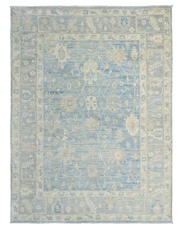 Muted Blue 9x12 Turkish Oushak Handmade Traditional Soft Wool Area Rug