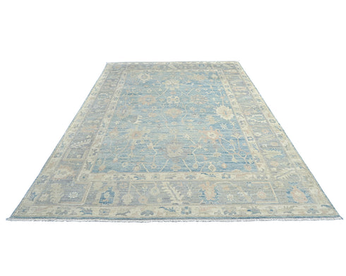 Muted Blue 9x12 Turkish Oushak Handmade Traditional Soft Wool Area Rug