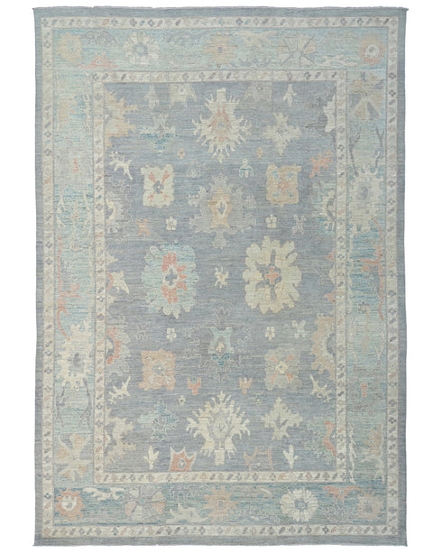 10x14 Gray Oushak Turkish Hand Knotted Soft Wool Area Rug