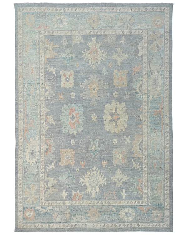 10x14 Gray Oushak Turkish Hand Knotted Soft Wool Area Rug