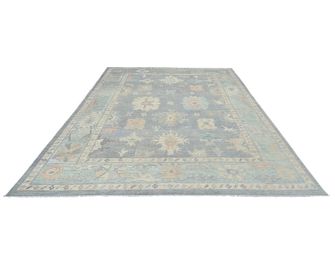 10x14 Gray Oushak Turkish Hand Knotted Soft Wool Area Rug