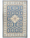 Kazak 4x6 Feet Blue Beige Afghan Hand Knotted Geometric Wool Area Rug