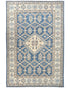 Kazak 4x6 Feet Blue Beige Afghan Hand Knotted Geometric Wool Area Rug