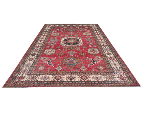 6x9 Red Kazak Afghan Hand Knotted Traditional Wool Area Rug