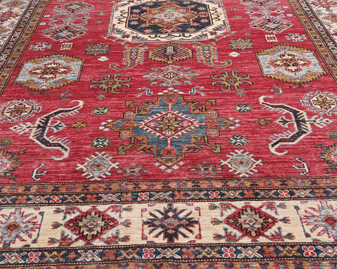 6x9 Red Kazak Afghan Hand Knotted Traditional Wool Area Rug