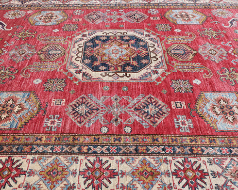 6x9 Red Kazak Afghan Hand Knotted Traditional Wool Area Rug