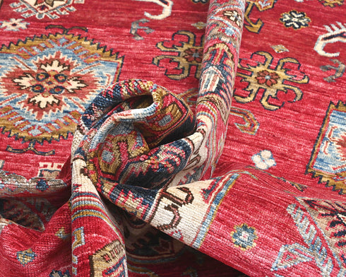 6x9 Red Kazak Afghan Hand Knotted Traditional Wool Area Rug