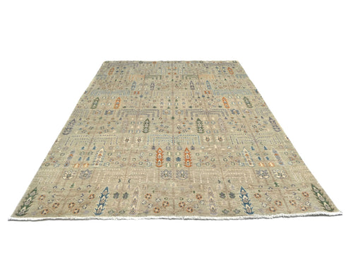 8x10 Zeigler Gray Afghan Hand Knotted Wool Area Rug