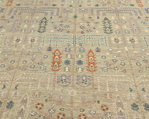 8x10 Zeigler Gray Afghan Hand Knotted Wool Area Rug
