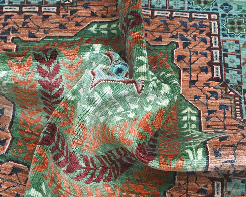 5x5 Blue Khurgeen Afghan Hand Knotted Round Wool Area Rug