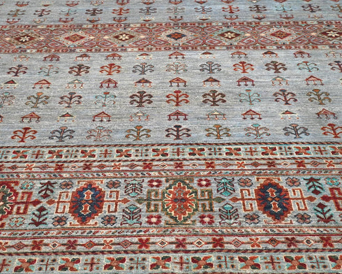 6x8 Gray Khurgeen Afghan Hand Knotted Wool Area Rug