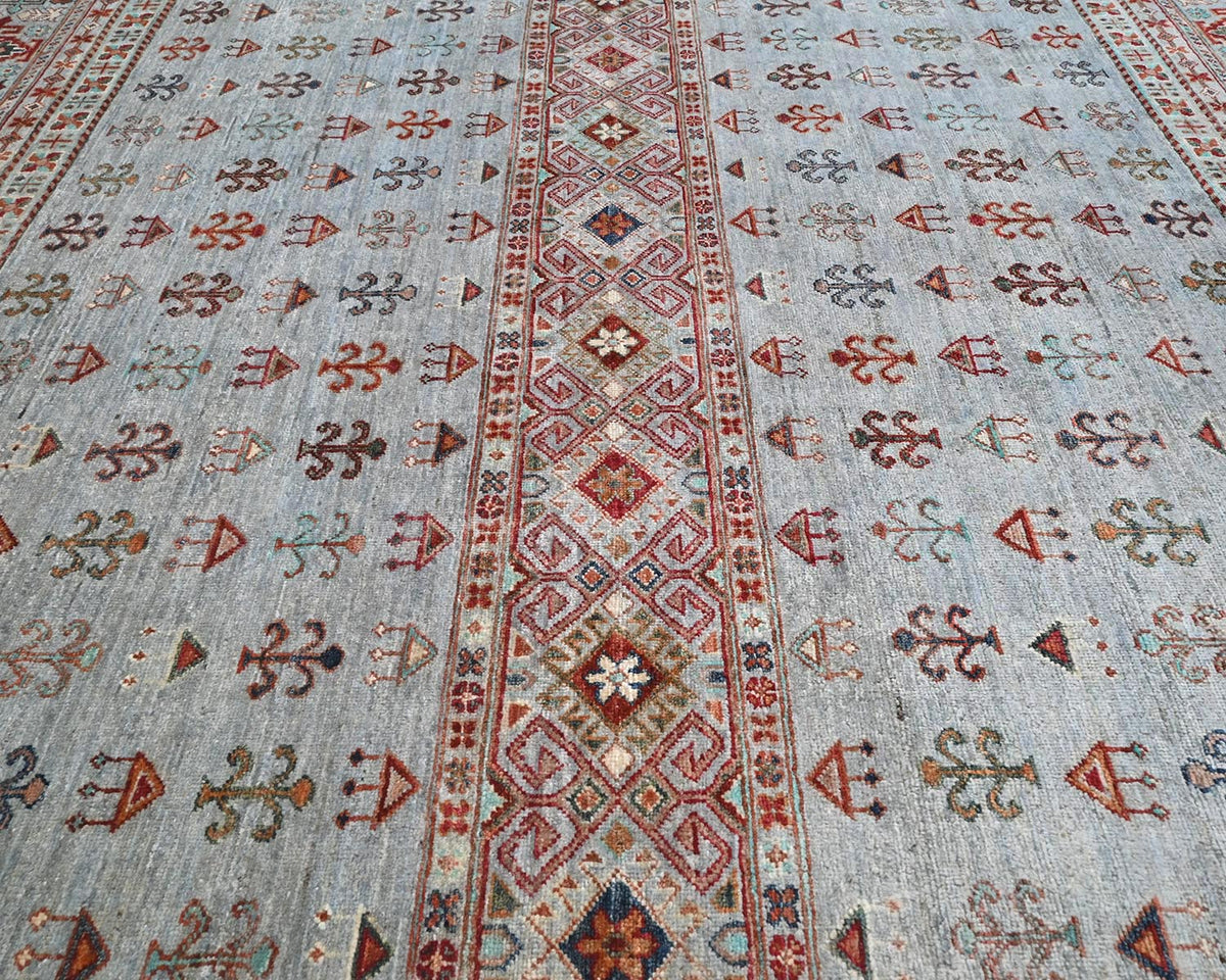 6x8 Gray Khurgeen Afghan Hand Knotted Wool Area Rug