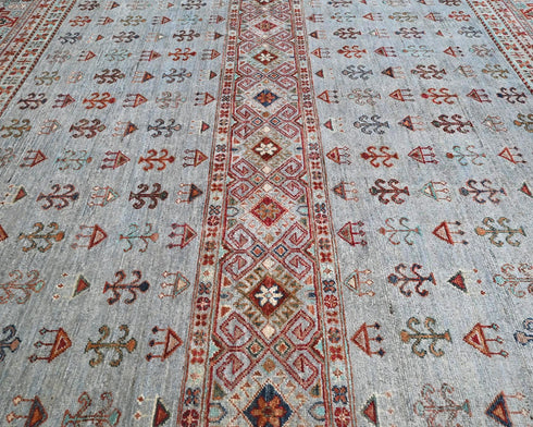 6x8 Gray Khurgeen Afghan Hand Knotted Wool Area Rug