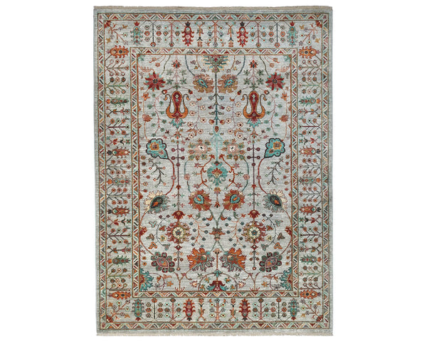 6x8 Gray Khurgeen Afghan Hand Knotted Wool Area Rug