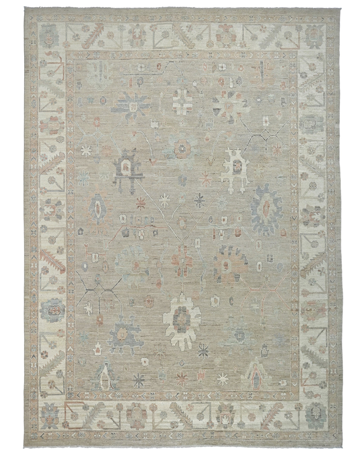 Alfombra turca Oushak de lana suave anudada a mano, color marrón, 10 x 14 pulgadas