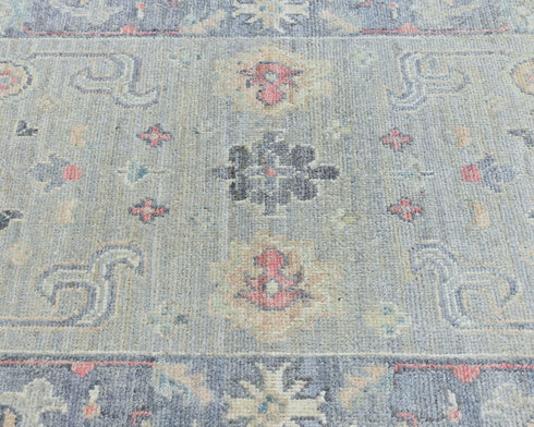 Soft Green 10 Ft Oushak Turkish Handmade Traditional Soft Wool Runner Rug