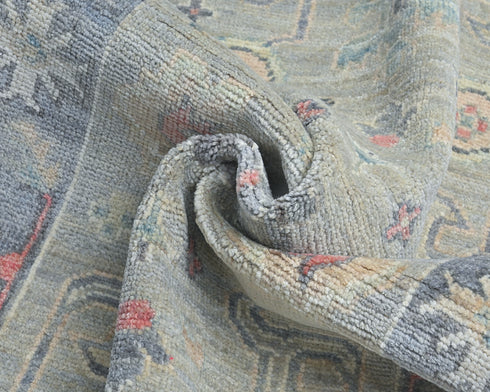 Soft Green 10 Ft Oushak Turkish Handmade Traditional Soft Wool Runner Rug