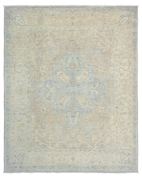 8x10 Ft Soft Brown Turkish Oushak Hand Knotted Traditional Soft Wool Area Rug