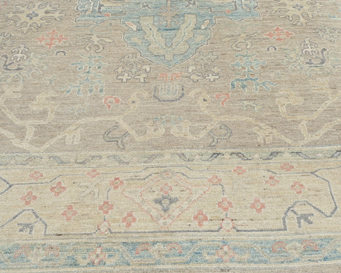 8x10 Ft Soft Brown Turkish Oushak Hand Knotted Traditional Soft Wool Area Rug