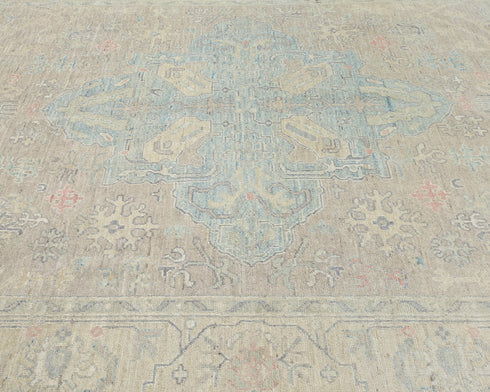 8x10 Ft Soft Brown Turkish Oushak Hand Knotted Traditional Soft Wool Area Rug