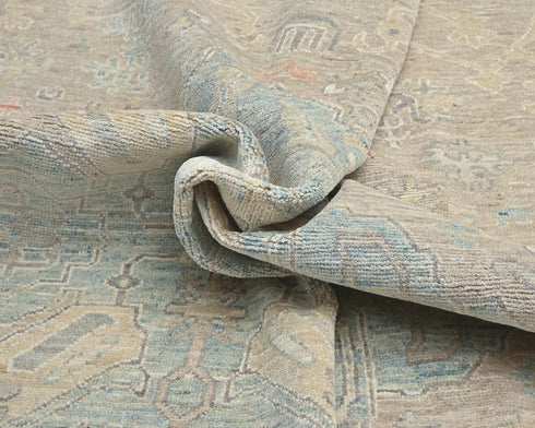 8x10 Ft Soft Brown Turkish Oushak Hand Knotted Traditional Soft Wool Area Rug