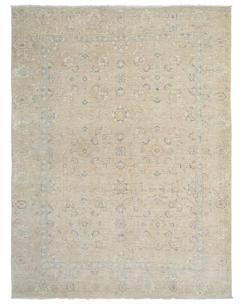9x12 Ft Soft Brown Oushak Turkish Hand Knotted Traditional Soft Wool Area Rug