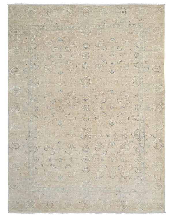 9x12 Ft Soft Brown Oushak Turkish Hand Knotted Traditional Soft Wool Area Rug