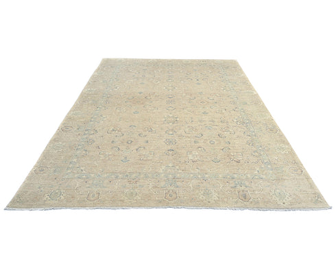 9x12 Ft Soft Brown Oushak Turkish Hand Knotted Traditional Soft Wool Area Rug