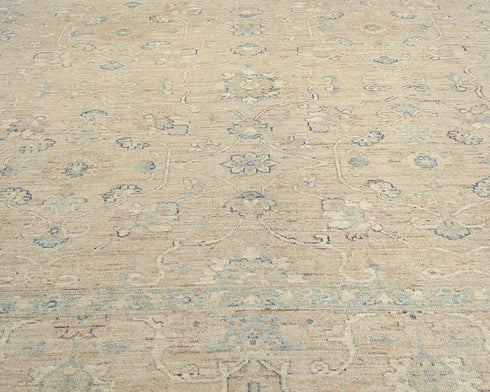9x12 Ft Soft Brown Oushak Turkish Hand Knotted Traditional Soft Wool Area Rug