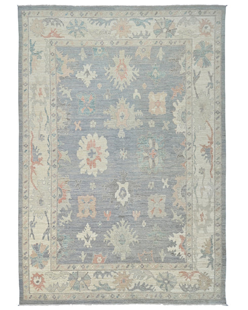 10x14 Gray Oushak Turkish Hand Knotted Soft Wool Area Rug