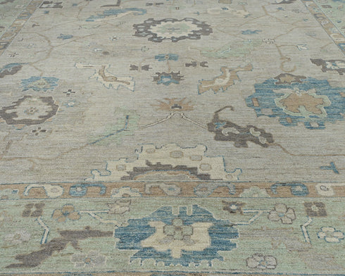 10x14 Gray Oushak Turkish Hand Knotted Soft Wool Area Rug