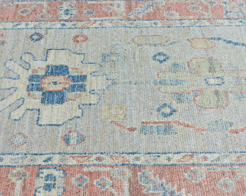 11 Ft Gray Rust Oushak Turkish Hand Knotted Traditional Soft Wool Runner Rug
