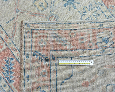 11 Ft Gray Rust Oushak Turkish Hand Knotted Traditional Soft Wool Runner Rug