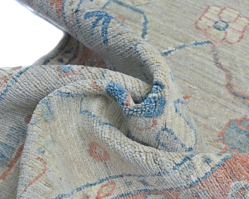 11 Ft Gray Rust Oushak Turkish Hand Knotted Traditional Soft Wool Runner Rug
