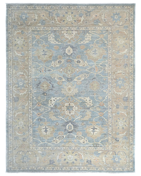 Muted Gray 9x12 Oushak Turkish Hand Knotted Traditional veg Dye Wool Rug