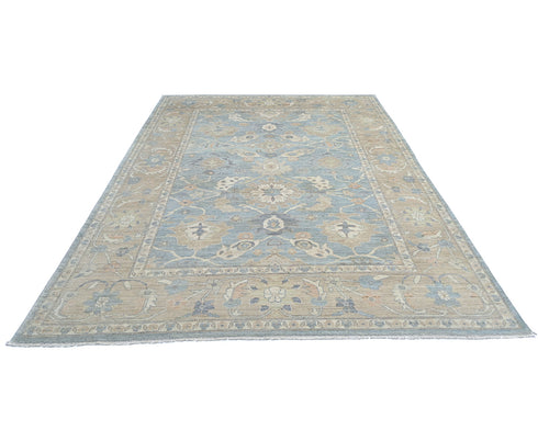 Muted Gray 9x12 Oushak Turkish Hand Knotted Traditional veg Dye Wool Rug