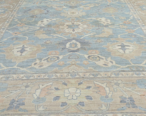 Muted Gray 9x12 Oushak Turkish Hand Knotted Traditional veg Dye Wool Rug