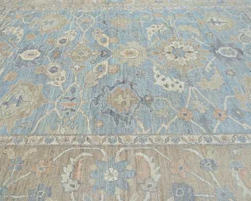 Muted Gray 9x12 Oushak Turkish Hand Knotted Traditional veg Dye Wool Rug