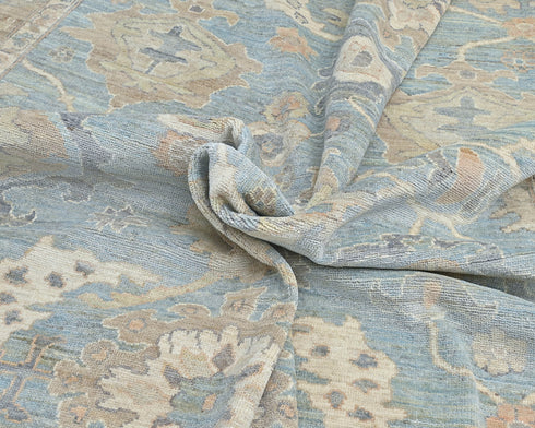 Muted Gray 9x12 Oushak Turkish Hand Knotted Traditional veg Dye Wool Rug