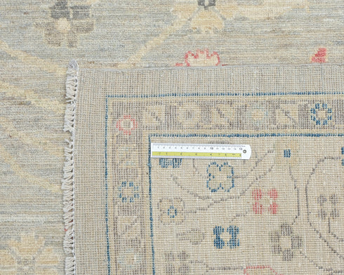9x12 Ft Silver Gray Turkish Ouhsak Hand Knotted Traditional Veg Dye Wool Area Rug