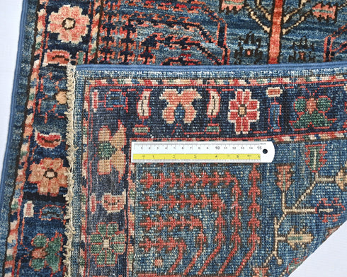 6 Ft Blue Aryana Afghan Hand Knotted Veg Dye Wool Runner Rug